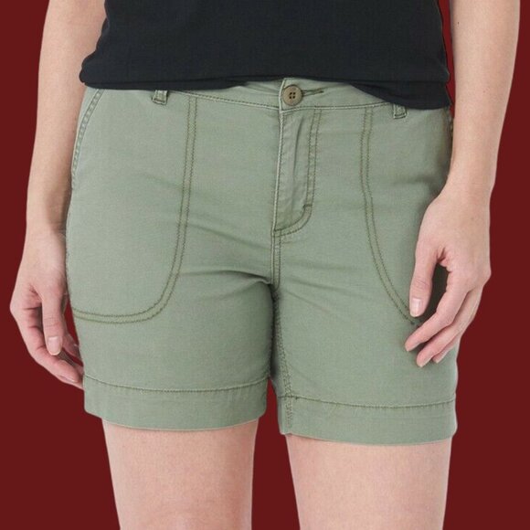 Lee Women's Utility Shorts Regular Fit High Rise Green Size 22 - Picture 1 of 14